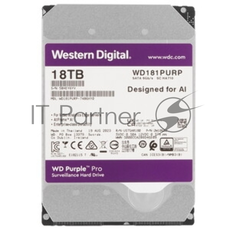 Жесткий диск HDD WD Purple Pro 18Tb 7200rpm SATA 512Mb 3.5"