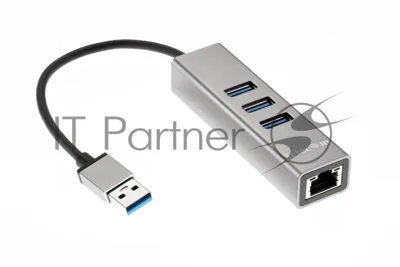 Переходник Telecom USB 3.0 - RJ-45 1000Mbps +3 USB3.0, Aluminum Shell, 0.2м TA311U