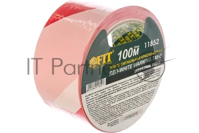 Лента сигнальная FIT IT 11852 красно-белая, 50x100 м