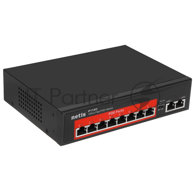 Коммутатор Netis P110C, 10×100 Мбит/с (8×PoE+), неуправляемый