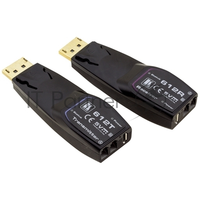 Передатчик и приемник сигнала DisplayPort Kramer Electronics 612R/T 1.2 по волоконно-оптическому кабелю; кабель 2LC, многомодовый ОМ3, до 100 м, поддержка 4К60 4:4:4