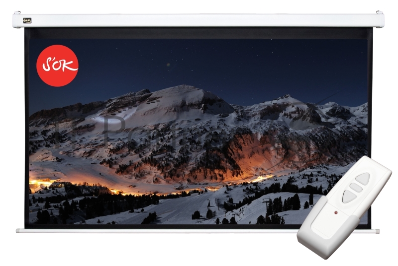 Экран Cinema S'OK SCPSM-370x208FG-ED90 16:9 167' Pro настенно-потолочный, моторизованный, 370x208см, фибергласс, белый корпус, экстрадроп 90см