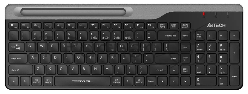 Клавиатура беспроводная A4Tech Fstyler FBK25, USB, Bluetooth/Радиоканал, черный/серый