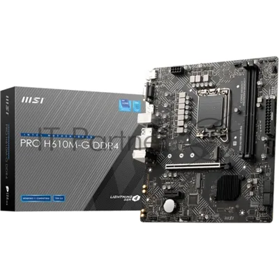 Материнская плата MSI PRO H610M-G DDR4, LGA1700, Intel H610, 2xDDR4, 4xSATA, 1xM.2, 1xPCIe 4.0 x16, 1xPCIe x1, DisplayPort, HDMI, D-Sub, 1x1Gb LAN, 3x3.5 мм, 7.1, microATX
