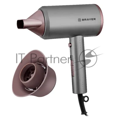 Фен BRAYER BR3022 серый/розовый, 1800 Вт