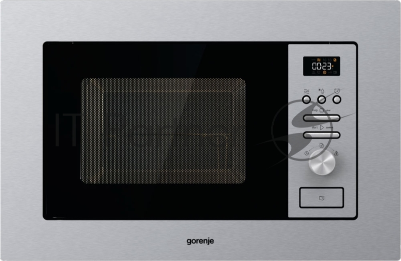 Встраиваемая микроволновая печь Gorenje BM201AG1X серебристый/черный, 20 л, 800 Вт, переключатели - кнопки, поворотный механизм
