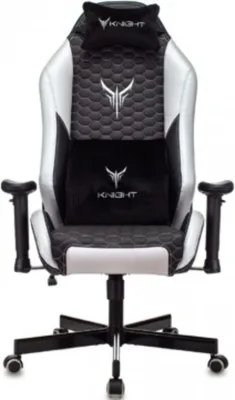 Кресло Knight Neon черный/серебряный, экокожа, 120 кг, механизм качания