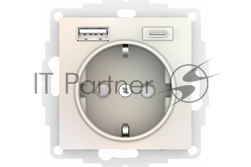 Розетка 16А с USB A+C (5В/2,4А/3 А, 2х5В/1,5А), мех SE AtlasDesign жемчуг