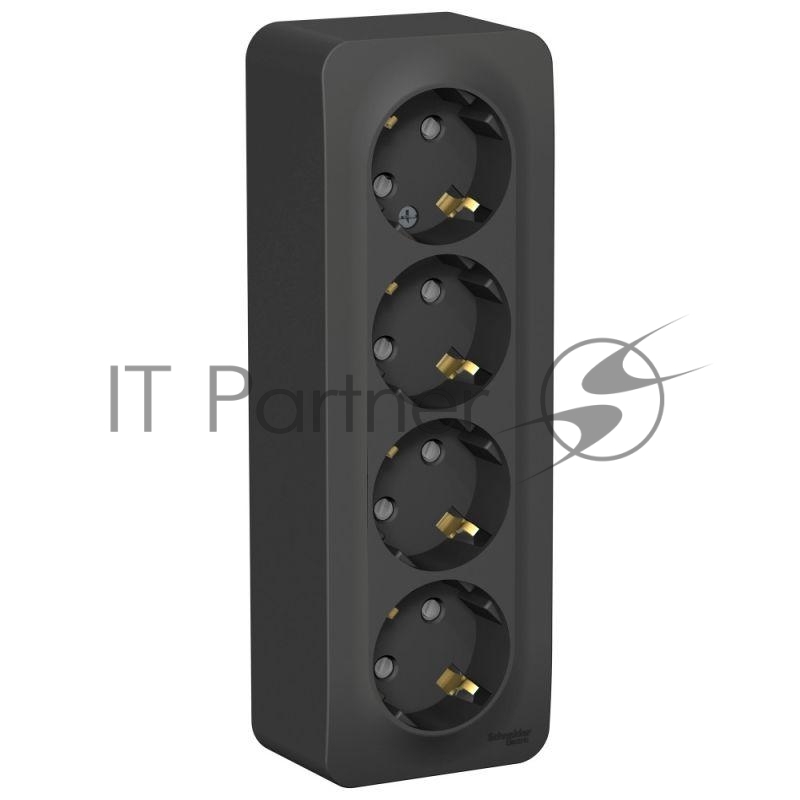 Розетка 4-ая с/з со шторками 16А, 250В, изолир. пластина SE Blanca наруж Антрацит