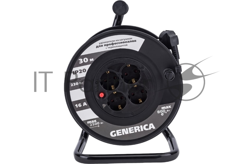 Удлинитель на катушке 4х30 м 2P+PE 16А УК30 с термозащ. 3х1.5 кв.мм GENERICA IEK WKP20-16-04-30-G
