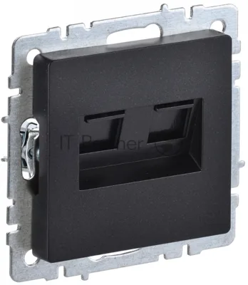 Розетка компьютерная двойная IEK BRITE РК10-2-БрЧ RJ45 кат.5E черный