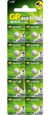 Батарейка GP Alkaline 192 (G3, LR41), алкалиновая, 1 шт., в блистере (отрывной блок), 192-2CY, 4891199015533