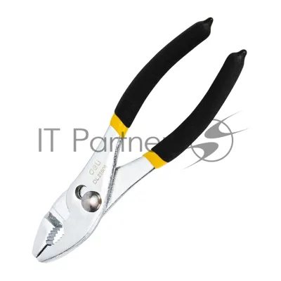 Пассатижи переставные двухдиапазонные Deli DL25506 6" Размер: 6 дюймов. Высококачественная углеродистая сталь. Хромированный. Двухкомпонентная ручка.