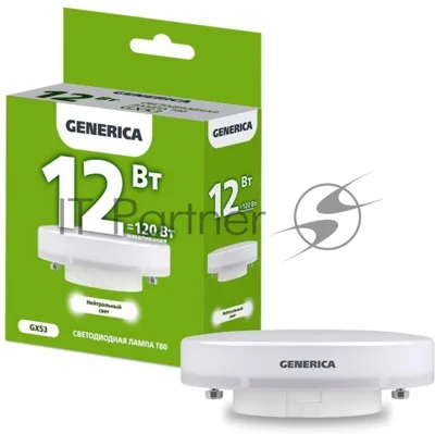Лампа cветодиодная LED T80 IEK LL-T80-12-230-40-GX53-G таблетка 12Вт 230В 4000К GX53 GENERICA