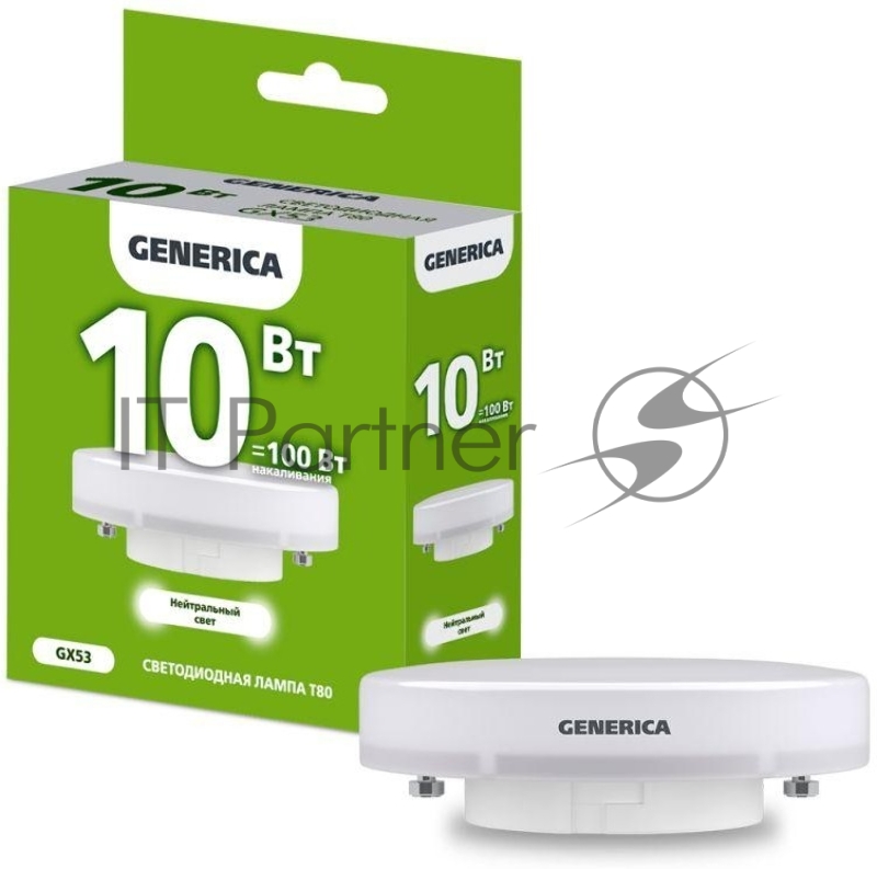 Лампа cветодиодная LED T80 IEK LL-T80-10-230-40-GX53-G таблетка 10Вт 230В 4000К GX53 GENERICA