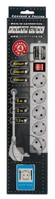 Сетевой фильтр Powercube SPG-B-10-WHITE 3 м, 5 розеток, белый, коробка