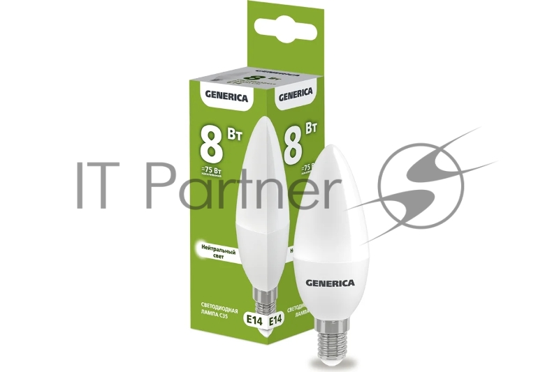 Лампа cветодиодная LED IEK LL-C35-08-230-40-E14-G C35 свеча 8Вт 230В 4000К E14 GENERICA