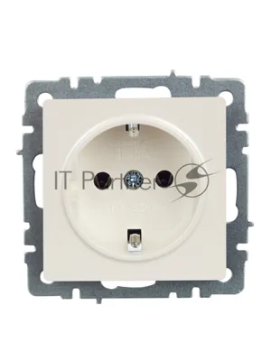 Розетка 1-местная IEK BRITE 16А РС11-1-0-БрЖ с заземлением, без защитных шторок, 16А, жемчуг