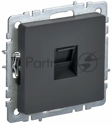 Розетка компьютерная IEK BRITE РК10-БрГ RJ45 кат.5E графит