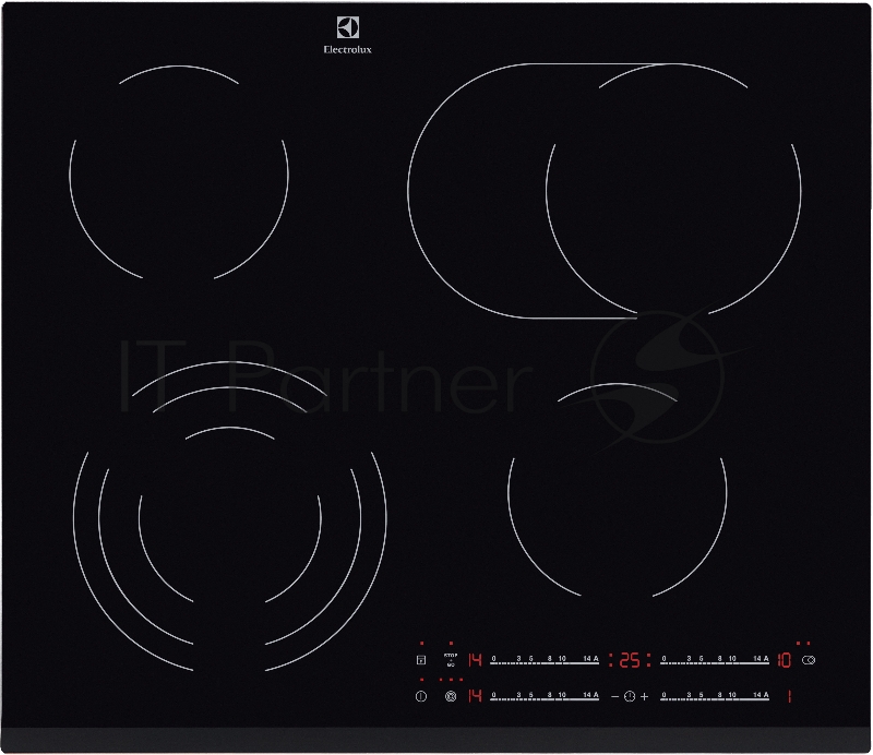 Электрическая варочная поверхность Electrolux EHF6547FXK, 4 конфорки, с зоной расширения, стеклокерамика, 7100 Вт