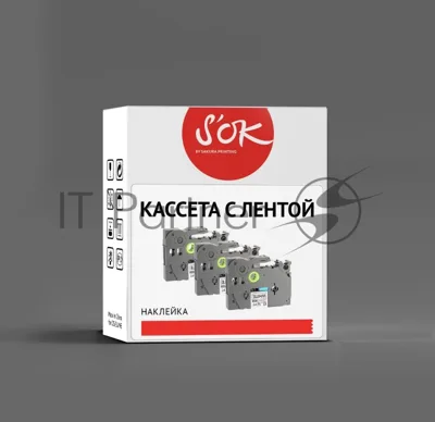 Кассета с лентой S'OK by Sakura Printing TZE251 для Brother, черный на белом, 24мм/8м, наклейка