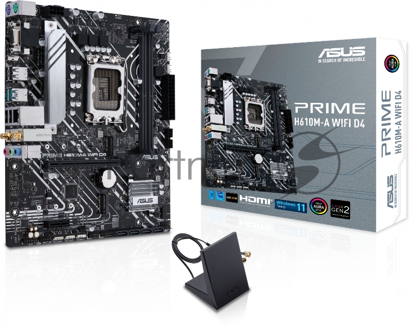 Материнская плата ASUS PRIME H610M-A WIFI D4, LGA 1700, Intel H610, 2xDDR4, 4xSATA, 2xM.2, 1xPCI-E 4.0 x16, 1xHDMI, 1xDisplayPort, 1x 1Gb LAN, 2xUSB-A 3.2 Gen 2, 4xUSB-A 2.0, 3x3.5 мм, 7.1, Micro-ATX