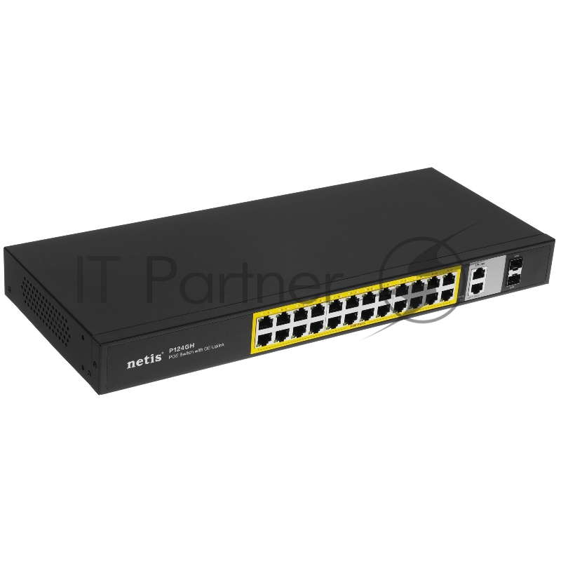 Коммутатор Netis P124GH, 24×100 Мбит/с PoE+ + 2×1 Гбит/с + 2×1 Гбит/с SFP, неуправляемый
