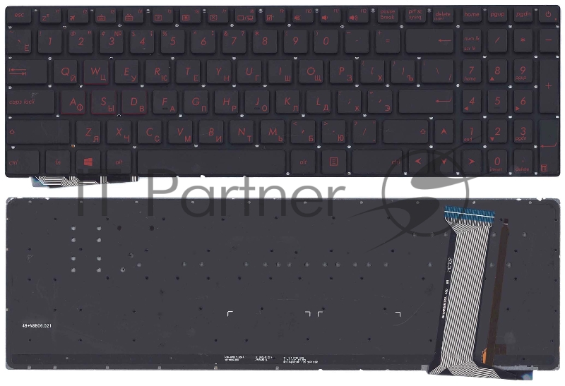 Клавиатура для ноутбука Asus G771, N551 черная без рамки с красной подсветкой