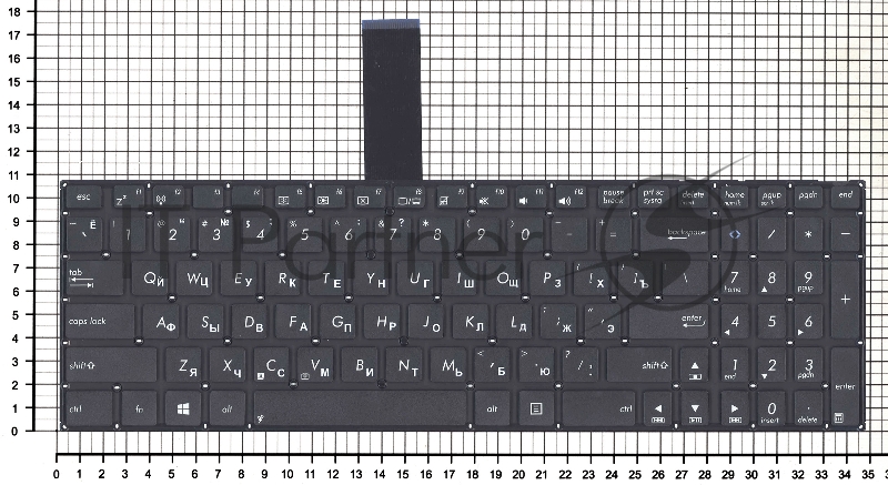 Клавиатура для ноутбука Asus K56 черная без рамки, плоский Enter