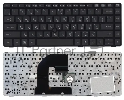 Клавиатура для ноутбука HP EliteBook 8460P ProBook 6460B 6465B черная с черной рамкой с указателем