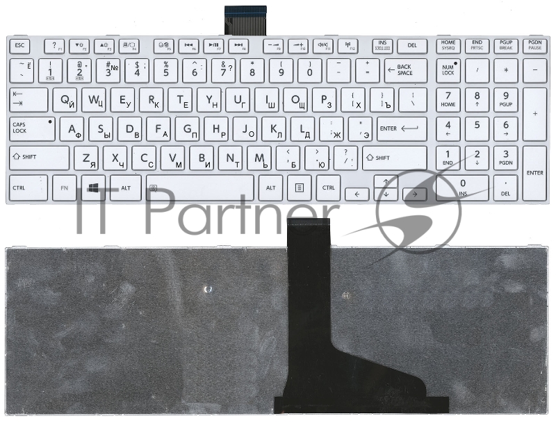 Клавиатура для ноутбука Toshiba Satellite L850 L875 L870 L855 белая c белой рамкой