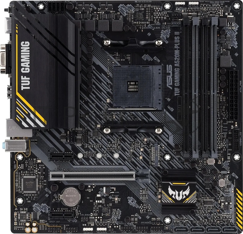 Материнская плата ASUS TUF GAMING A520M-PLUS II, AM4, AMD A520, 4xDDR4, 4xSATA, 1xM.2, 1xPCIe 3.0 x16, DisplayPort, HDMI, D-Sub, 1x1Gb LAN, 3x3.5 мм, 7.1, microATX