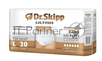 Подгузники-трусы для взрослых Dr.Skipp Ultra, р-р L (100-140 см), 20 шт., 8094