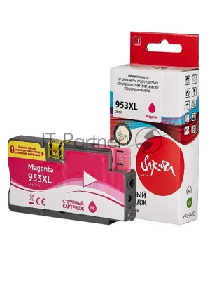 Картридж струйный Sakura F6U17AE (№953XL Magenta) для HP, пурпурный, 26 мл., 1600 к.