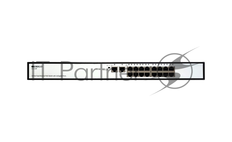 Коммутатор ORIGO OS1218P/190W/A1A, 16×100 Мбит/с PoE+ + 2×1 Гбит/с, неуправляемый