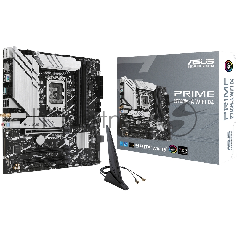 Материнская плата ASUS PRIME B760M-A WIFI D4, LGA1700, Intel B760, 4xDDR4, 4xSATA, 2xM.2, 3xPCIe x16, DisplayPort, HDMI, 1x2.5Gb LAN, 3x3.5 мм, 7.1, microATX