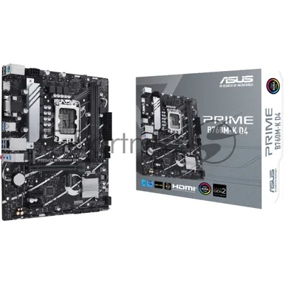 Материнская плата ASUS PRIME B760M-K D4, LGA1700, Intel B760, 2xDDR4, 4xSATA, 2xM.2, 1xPCIe 4.0 x16, 2xPCIe x1, HDMI, D-Sub, 1x2.5Gb LAN, 3x3.5 мм, 7.1, microATX