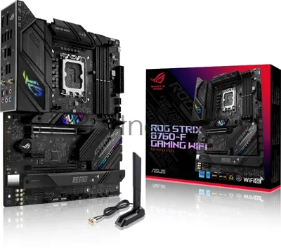 Материнская плата ASUS ROG STRIX B760-F GAMING WIFI, LGA1700, Intel B760, 4xDDR5, 4xSATA, 3xM.2, 2xPCIe x16, 2xPCIe x1, DisplayPort, HDMI, 1x2.5Gb LAN, USB Type-C, 5x3.5 мм, 7.1, ATX