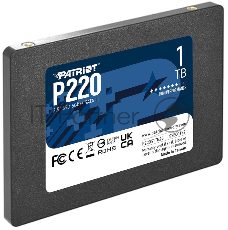 Накопитель SSD Patriot P220, 1Tb, SATA III, 2.5", R/W 550/500
