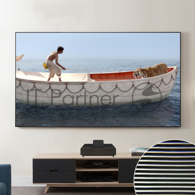 Экран Cinema S'OK SCPSFR-200x113UST-PET для ультракороткофокусных проекторов 90'' 16:9 настенный, постоянного натяжения, полотно PET Crystal ALR UST, рама черная 1 см