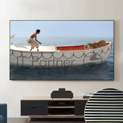 Экран Cinema S'OK SCPSFR-200x113UST-PET для ультракороткофокусных проекторов 90'' 16:9 настенный, постоянного натяжения, полотно PET Crystal ALR UST, рама черная 1 см