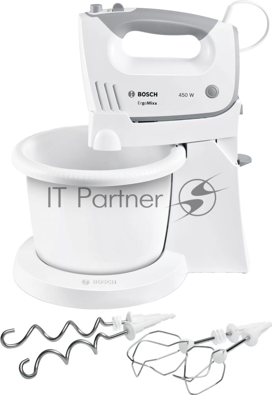 Миксер Bosch MFQ36460S белый/серый, ручной, 450 Вт, 5 скоростей