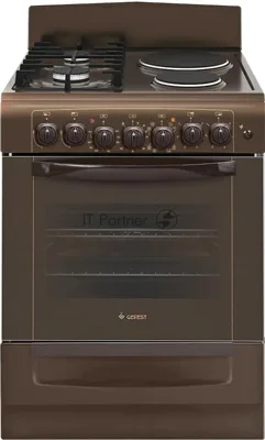 Плита комбинированная Gefest ПГЭ 6112-02 0137 коричневый, конфорок 2 газовых и 2 электрических, духовка 55 л, 60 см x 85 см x 60 см