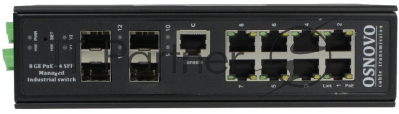 Коммутатор OSNOVO SW-80804/ILS, 8×1 Гбит/с PoE + 4×1 Гбит/с SFP, управляемый