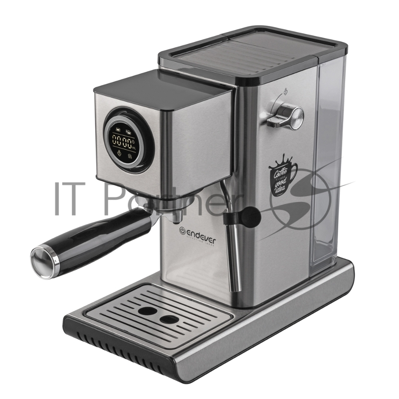 Кофеварка рожковая Endever Costa-1090 стальной, исп. кофе - молотый, 1,2 л, 1400 Вт, 15 бар