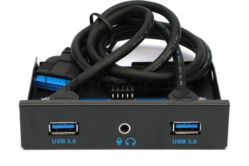 Планка на переднюю панель Gembird FP3.5-USB3-2A-HDA, USB, 2xUSB-A 3.0 + 1xJack 3.5мм, 3.5"