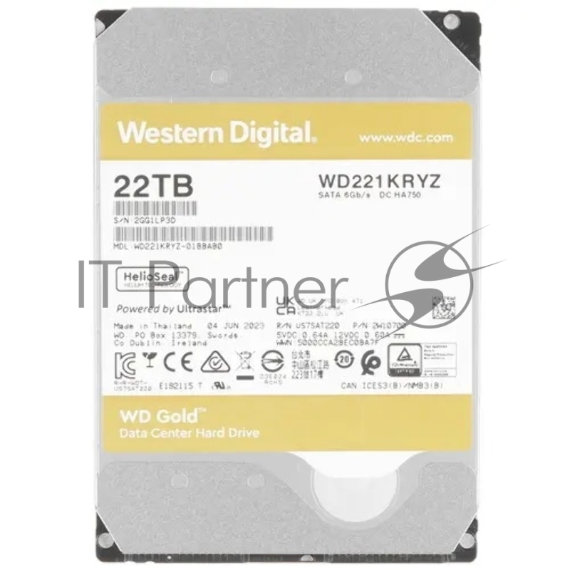 Жесткий диск HDD WD Gold 22Tb 7200rpm SATA 512Mb 3.5"