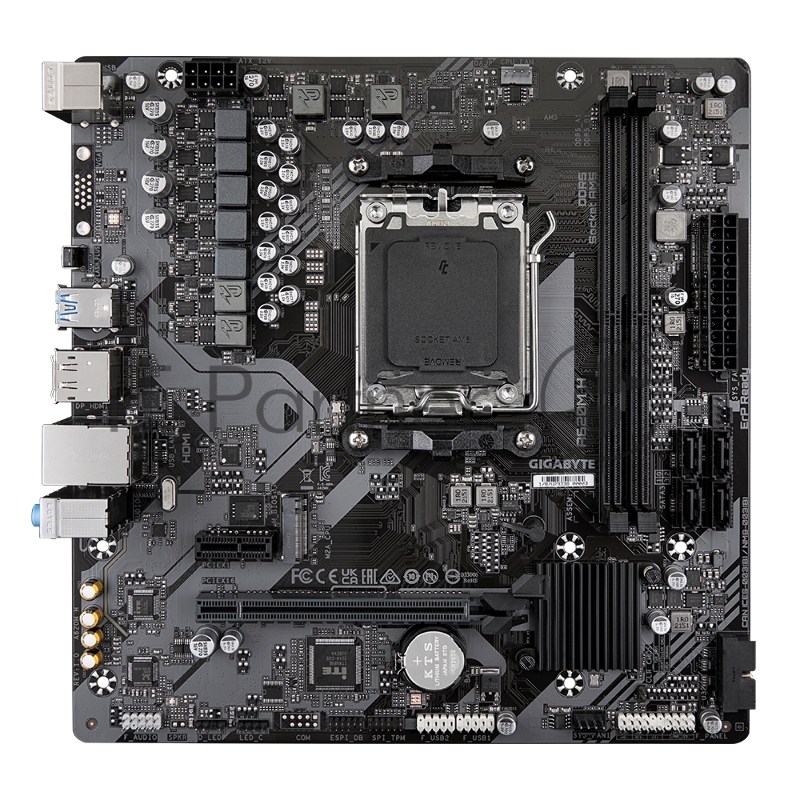 Материнская плата Gigabyte A620M H, AM5, AMD A620, 2xDDR5, 4xSATA, 1xM.2, 1xPCIe 4.0 x16, 1xHDMI, 1xDP, D-Sub, 1xGb LAN, 6xUSB, 3x3.5 мм, 7.1, microATX