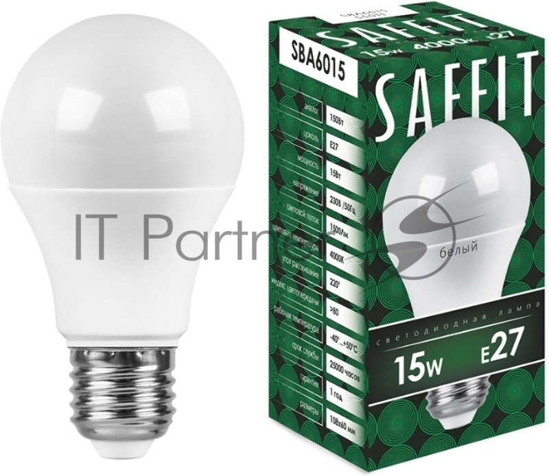 Лампа светодиодная SAFFIT SBA6015 (55011) 15Вт Е27 белый