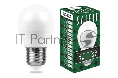 Лампа светодиодная SAFFIT SBG4507 (55037) 7Вт Е27 белый матовый шар